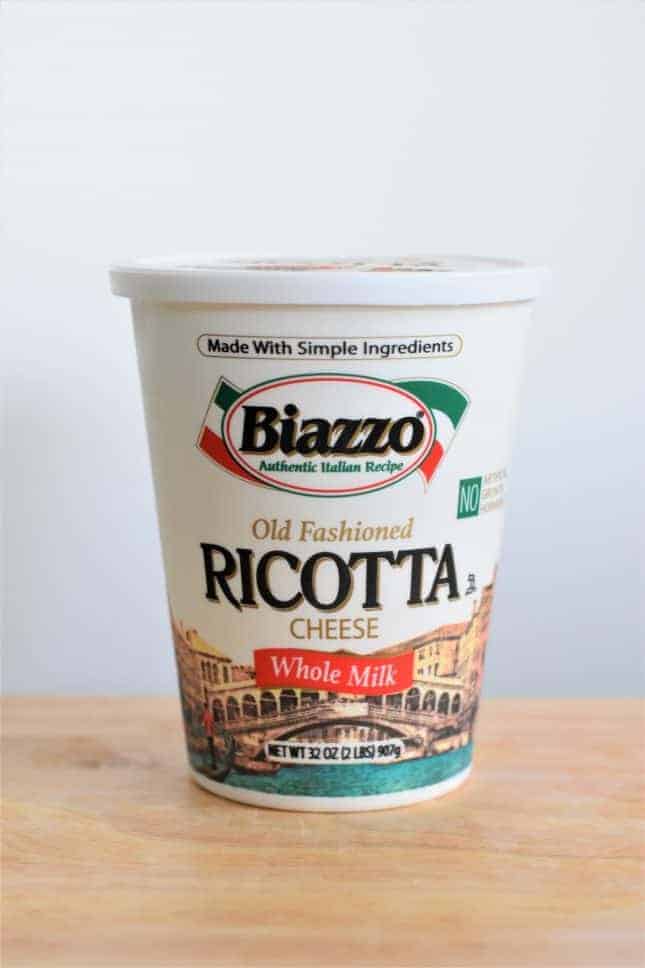 Container of Biazzo brand ricotta cheese