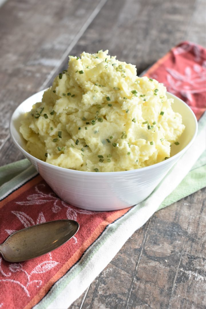 Mashed Potatoes in a bowl with a spoon