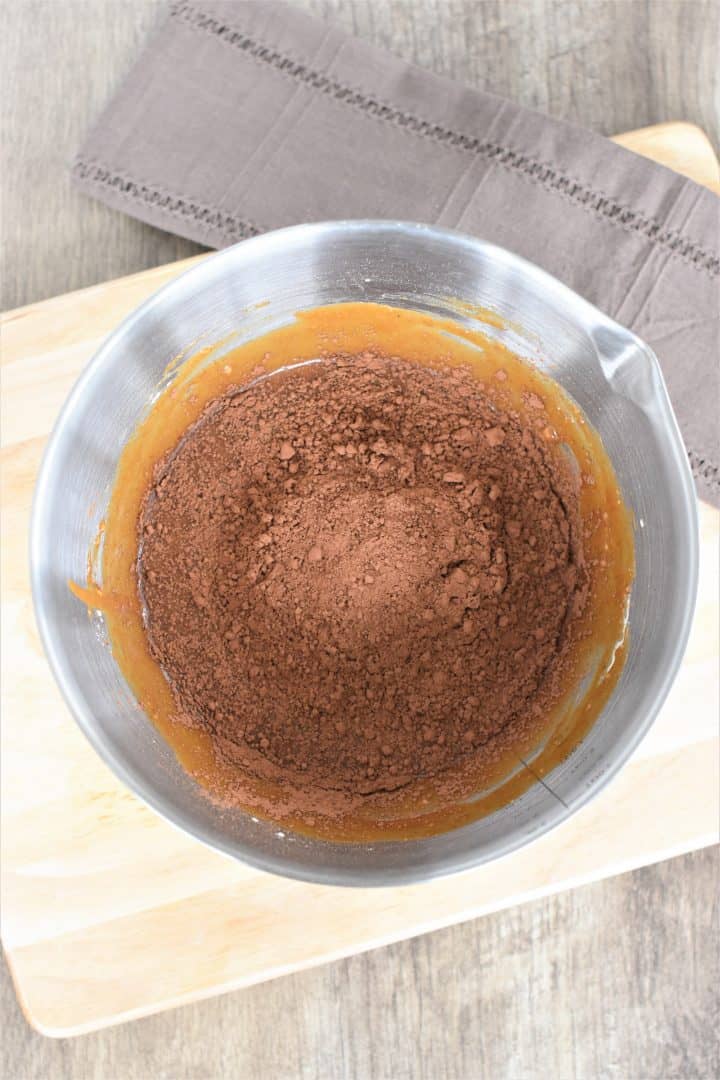 cocoa powder added to mixing bowl