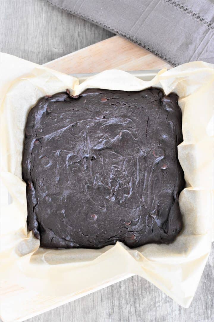 brownie as one big square after baking in pan