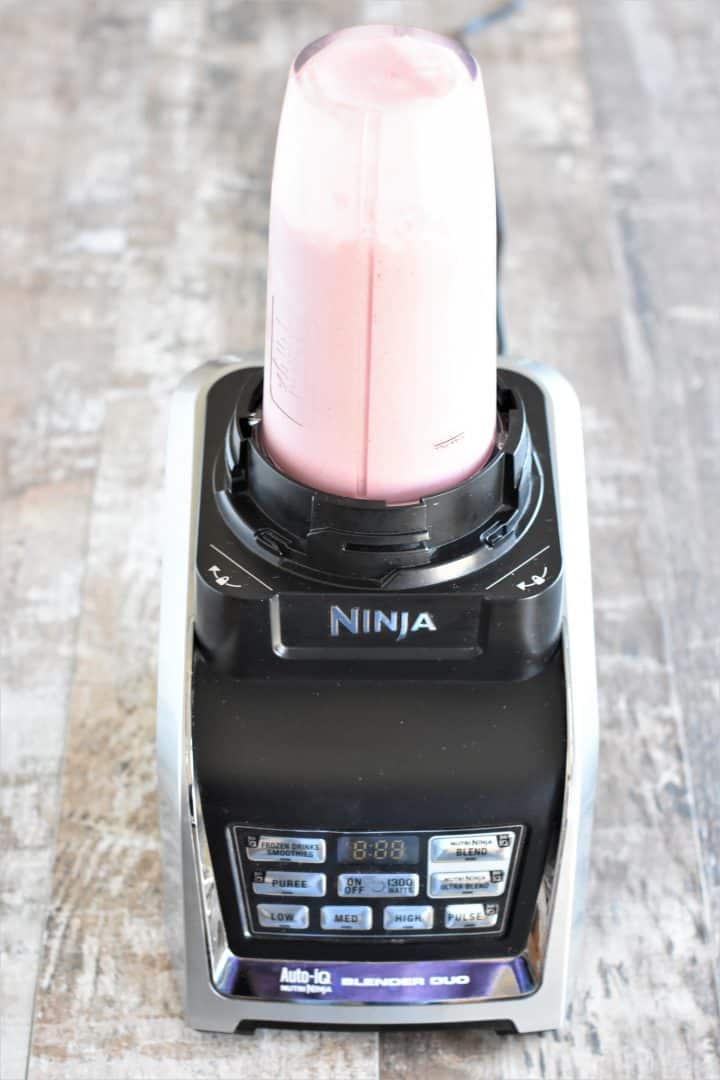 Pink smoothie in a Ninja blender