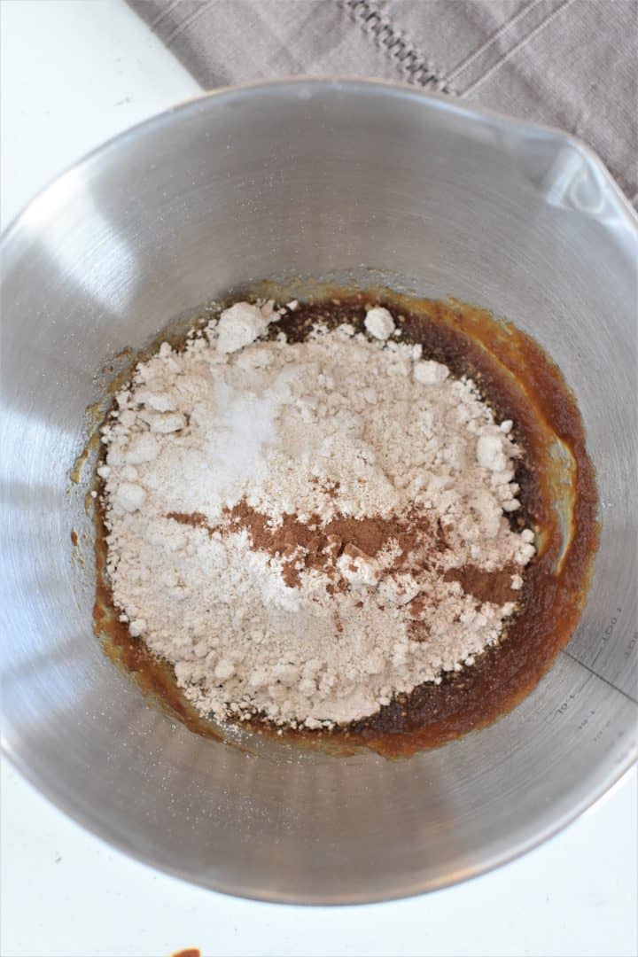 dry ingredients added to mixing bowl