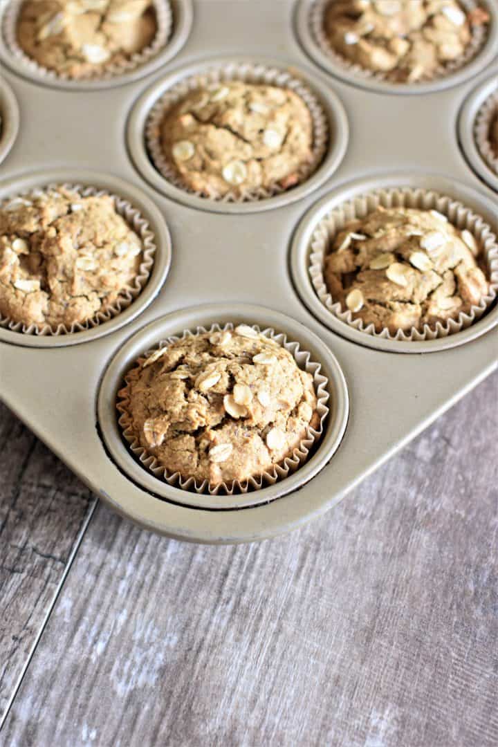 Muffins in a pan on a table