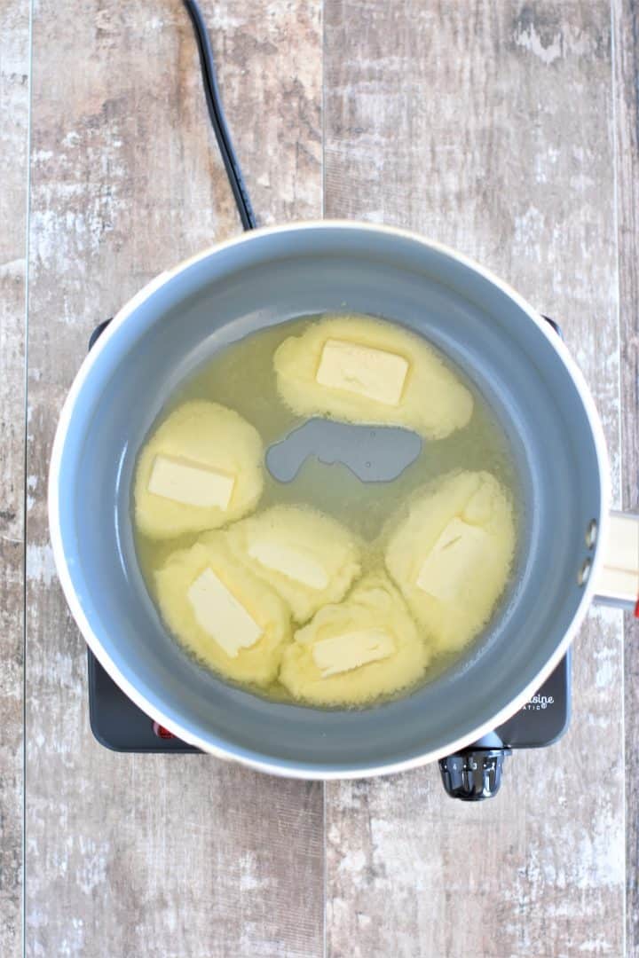 Vegan butter melting in a pan