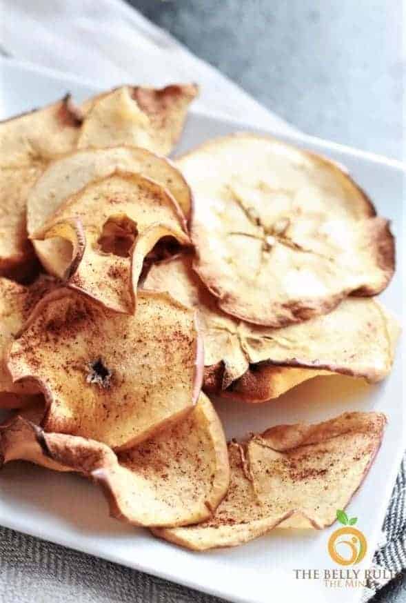 Apple chips on a serving dish