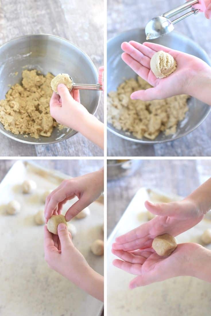 collage showing steps on how to form the dough balls