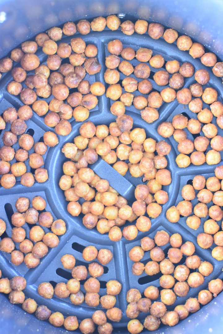 Buffalo chickpeas in air fryer after cooking