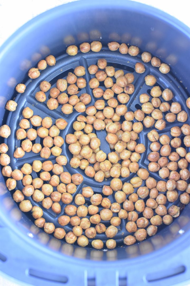 Cheesy chickpeas in air fryer after cooking