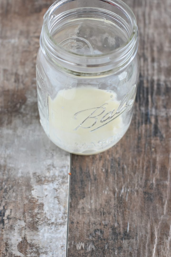 Plant-Based milk and apple cider vinegar in a mason jar