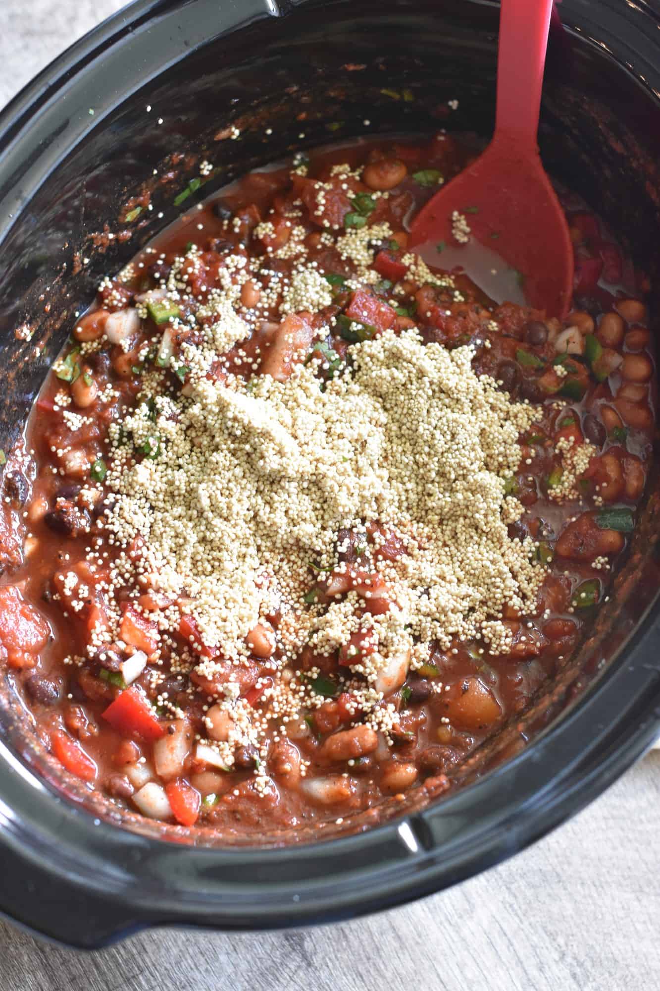 quinoa added to slow cooker