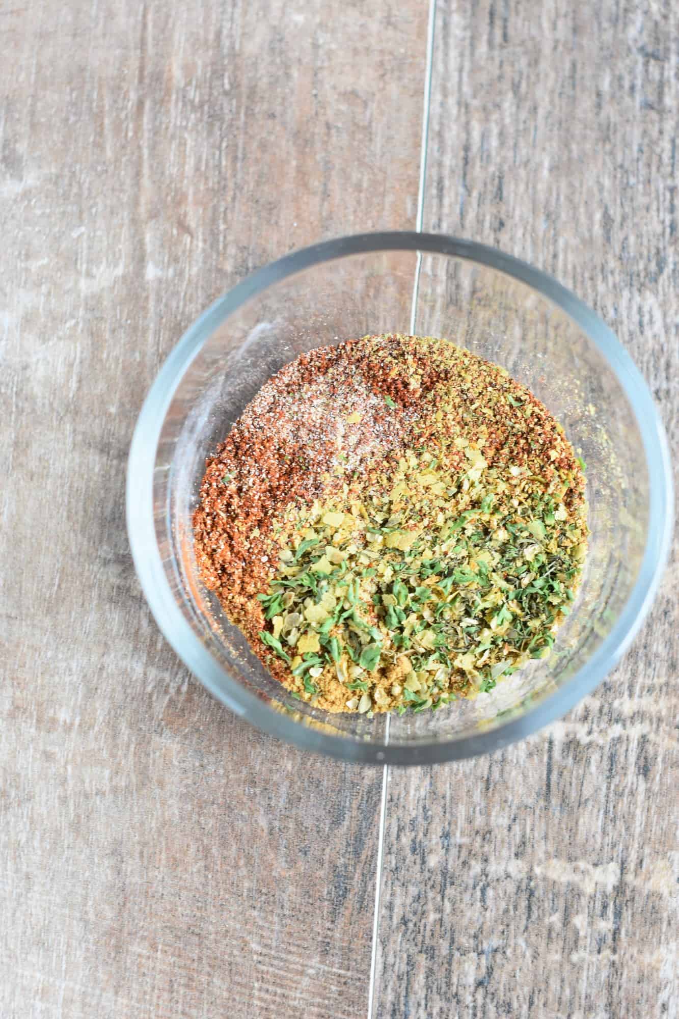 seasonings combined in a small glass bowl