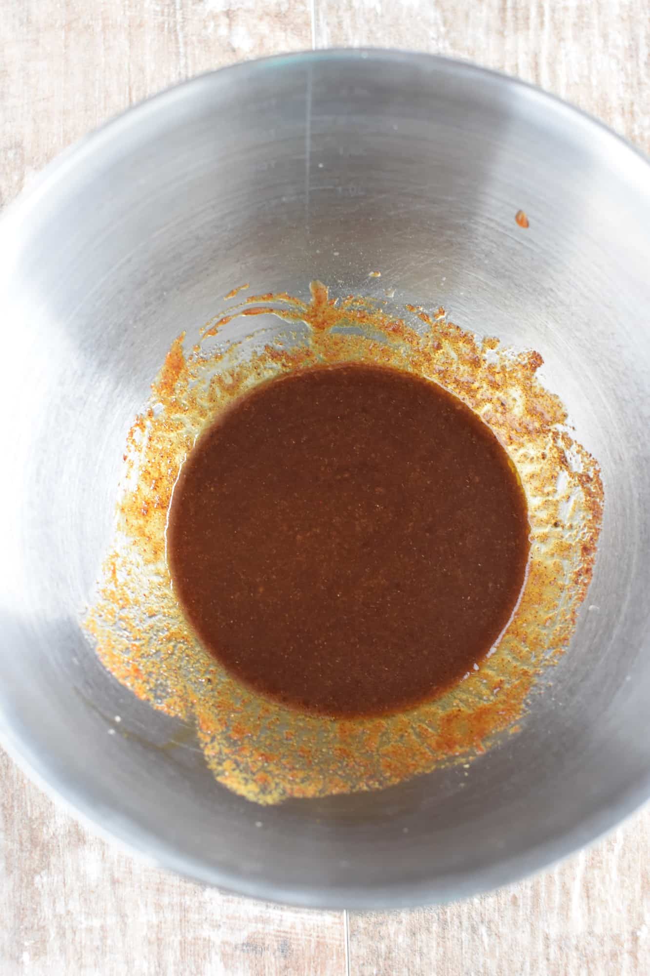 marinade ingredients mixed together in mixing bowl