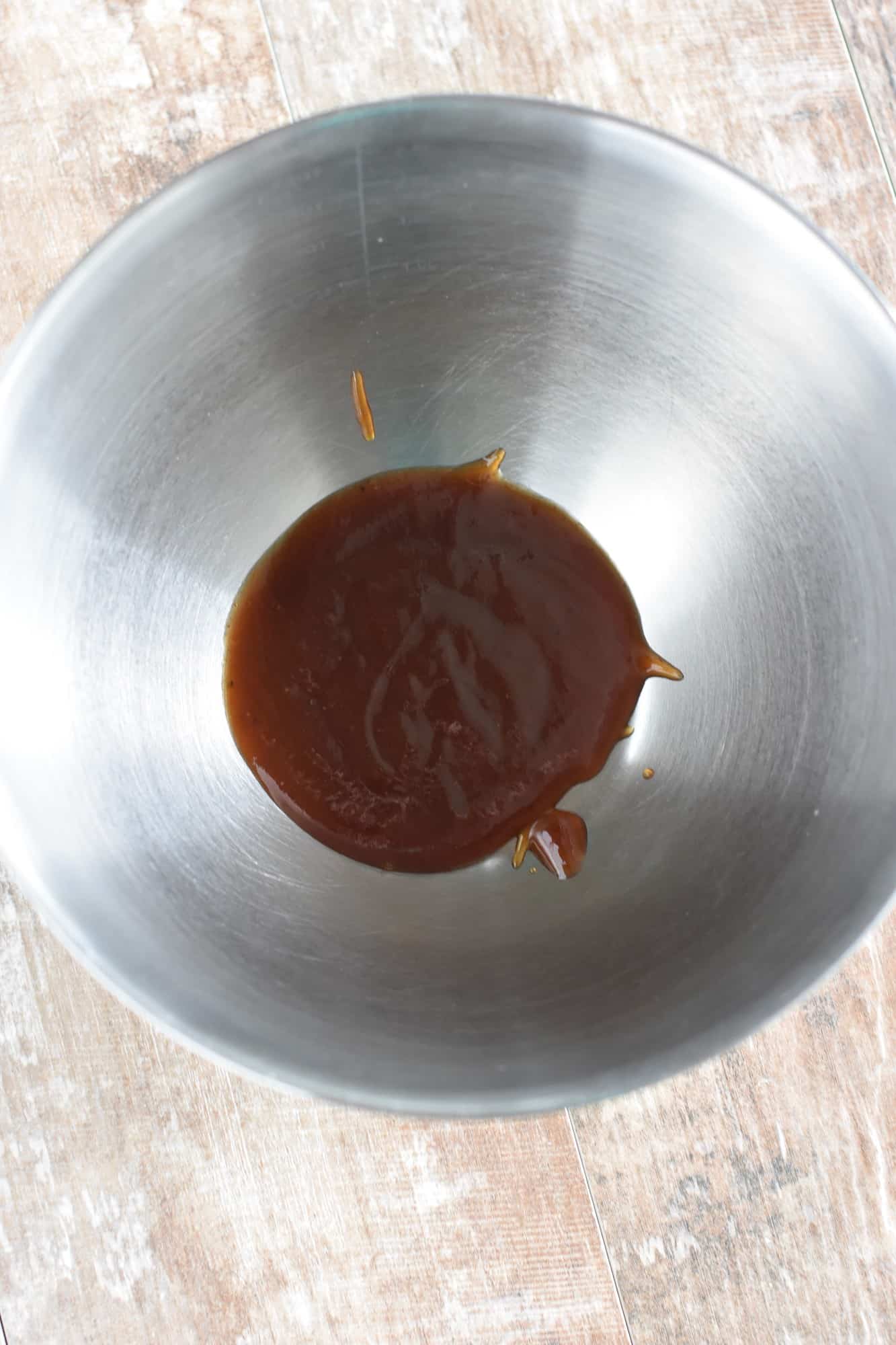 barbecue sauce added to the mixing bowl
