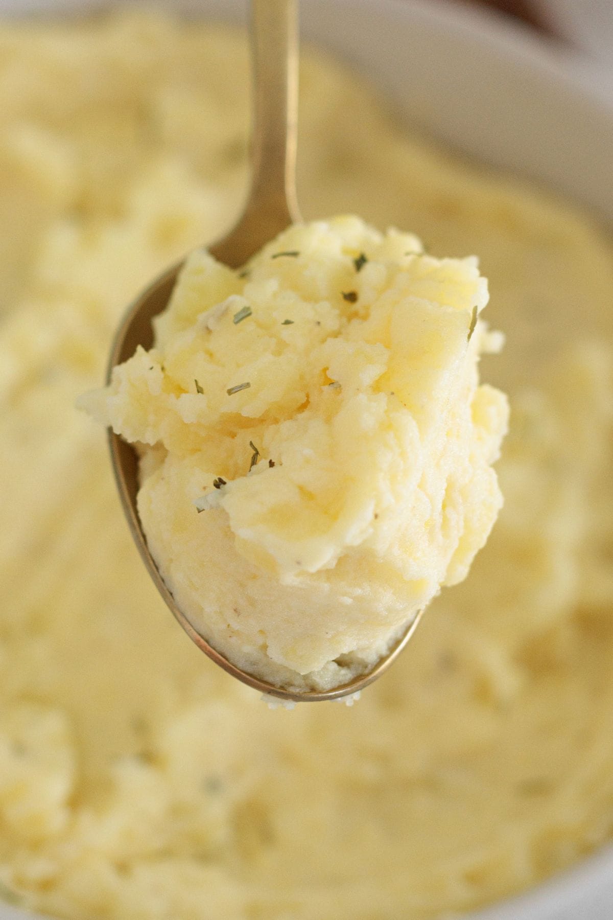 spoonful of dairy free creamy mashed potatoes 