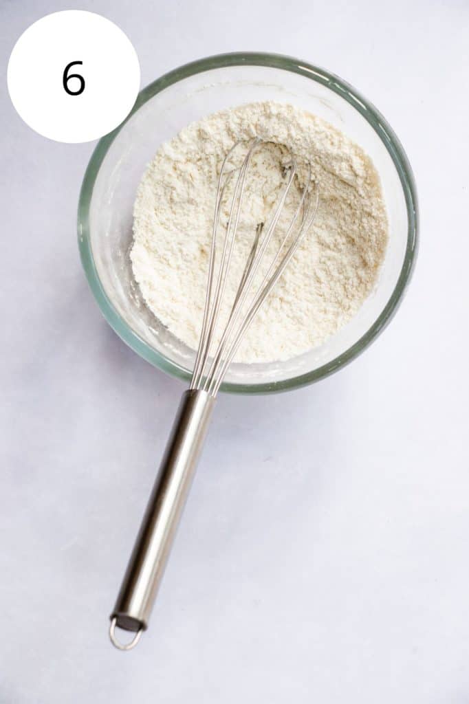 dry ingredients combined in mixing bowl with whisk