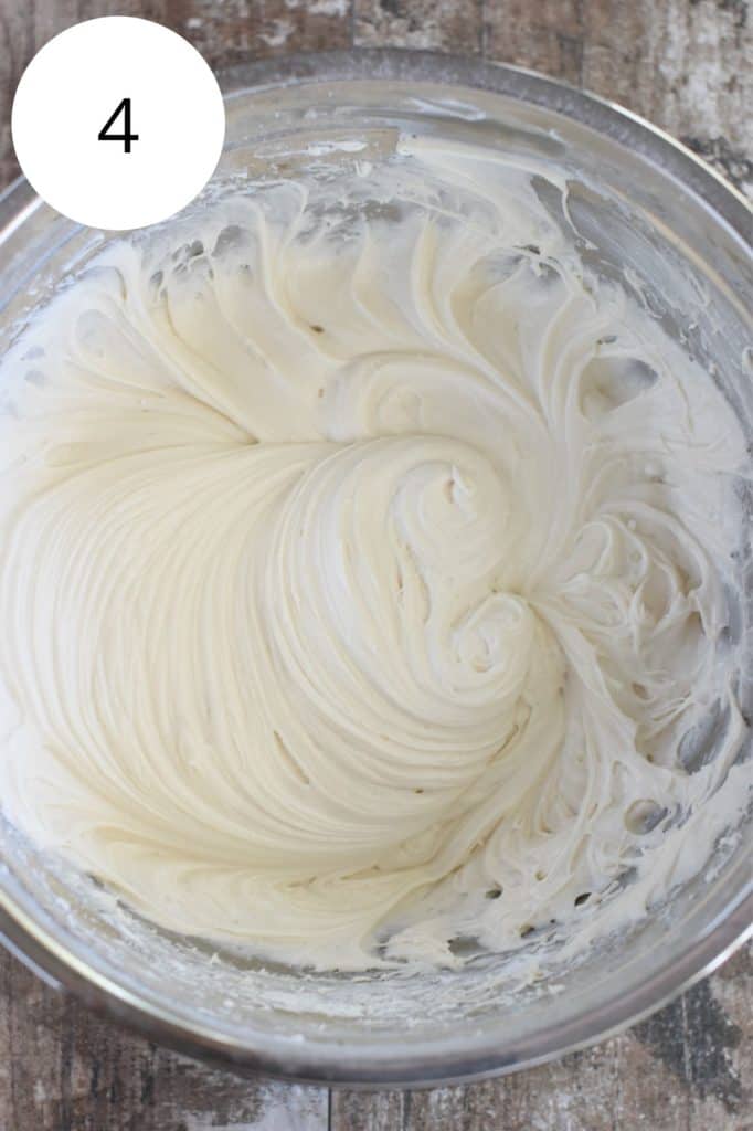 frosting after being whipped in mixing bowl