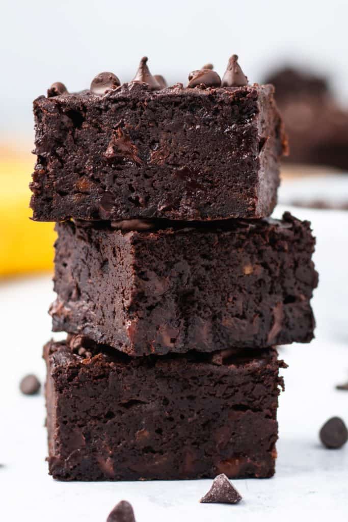 three brownies stacked on top of each other