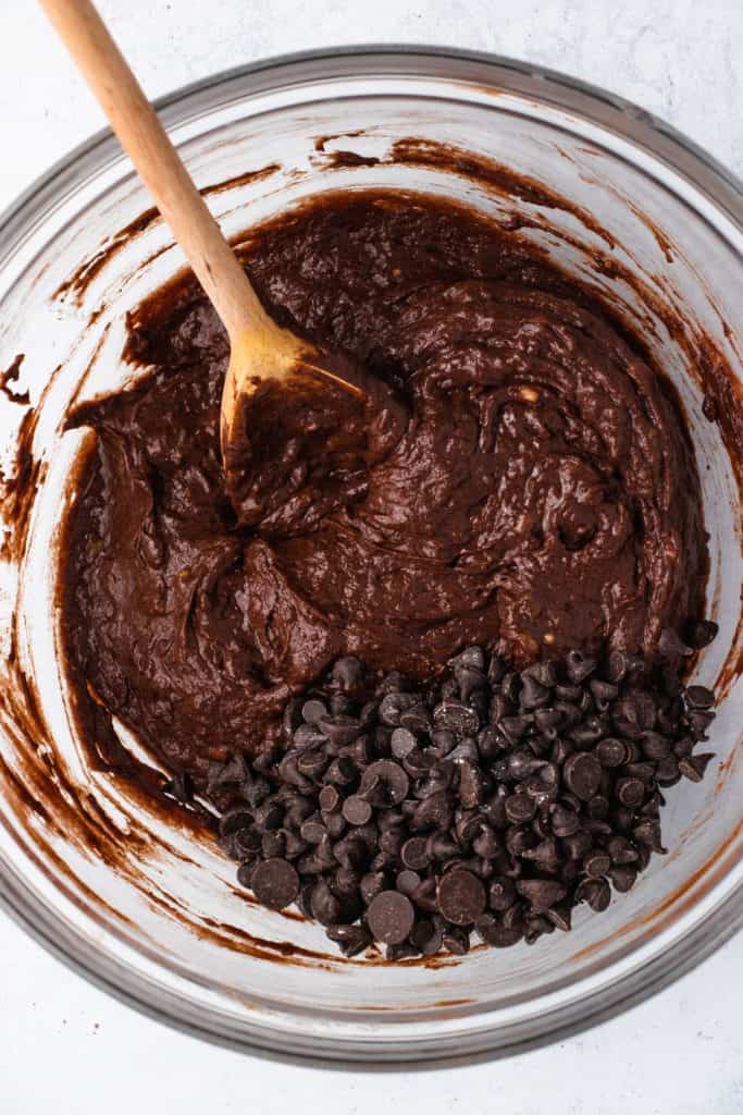 chocolate chips added to brownie batter