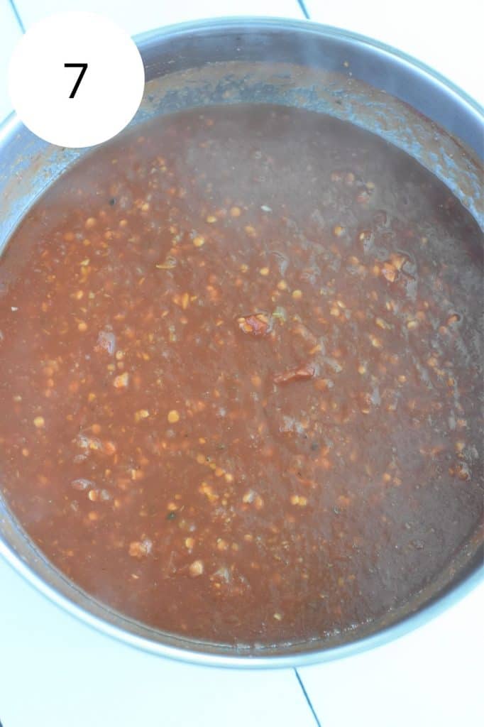lentils added to the sauce