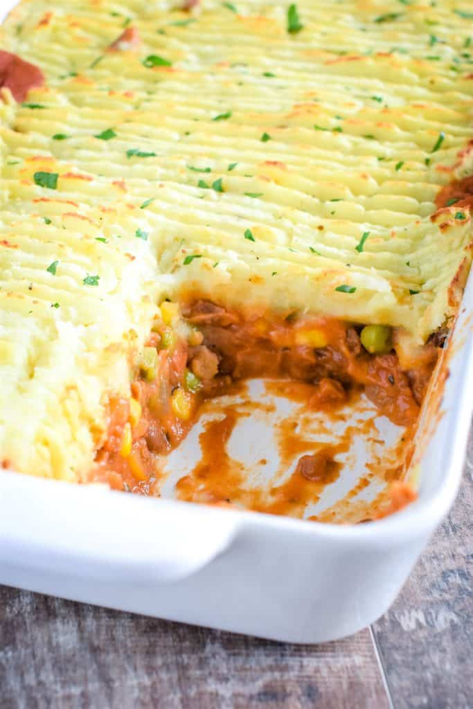 casserole with slice missing