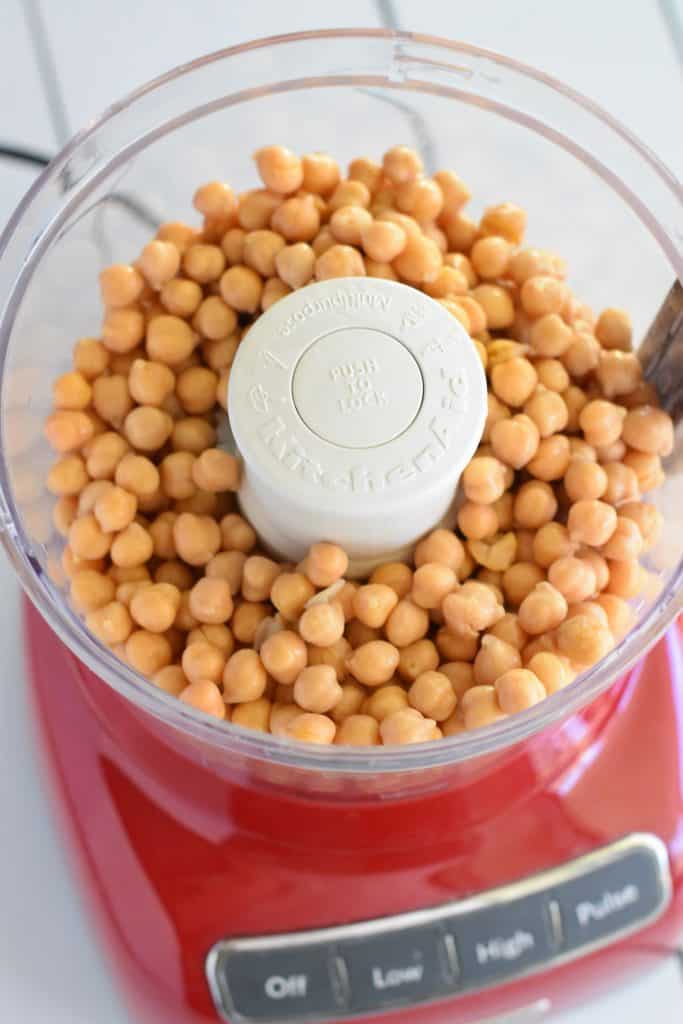 whole chickpeas in a food processor