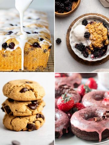 collage of four of the oat flour recipes from the roundup