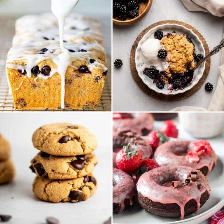 collage of four of the oat flour recipes from the roundup