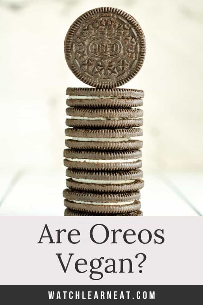 Pin showing stack of oreo cookies with text title overlay.