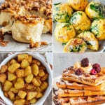 Collage of four breakfast side dish recipes.