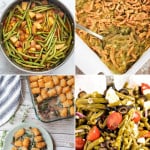 Collage of four canned green bean recipes.