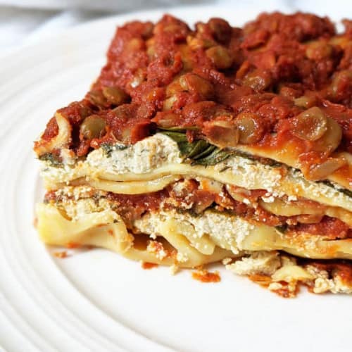 Vegan Lasagna on plate.
