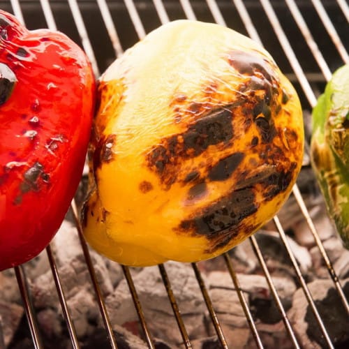 Peppers on a grill.
