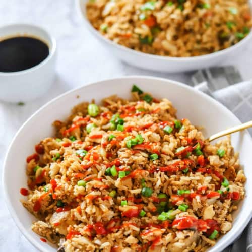 Tofu Fried Rice in a bowl.