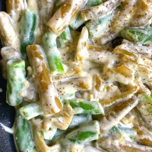 KETO GREEN BEANS WITH CREAM CHEESE on a dish.