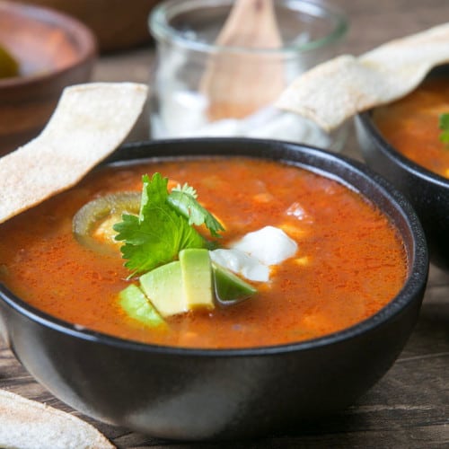Slow cooker Mexican soup in a bowl.