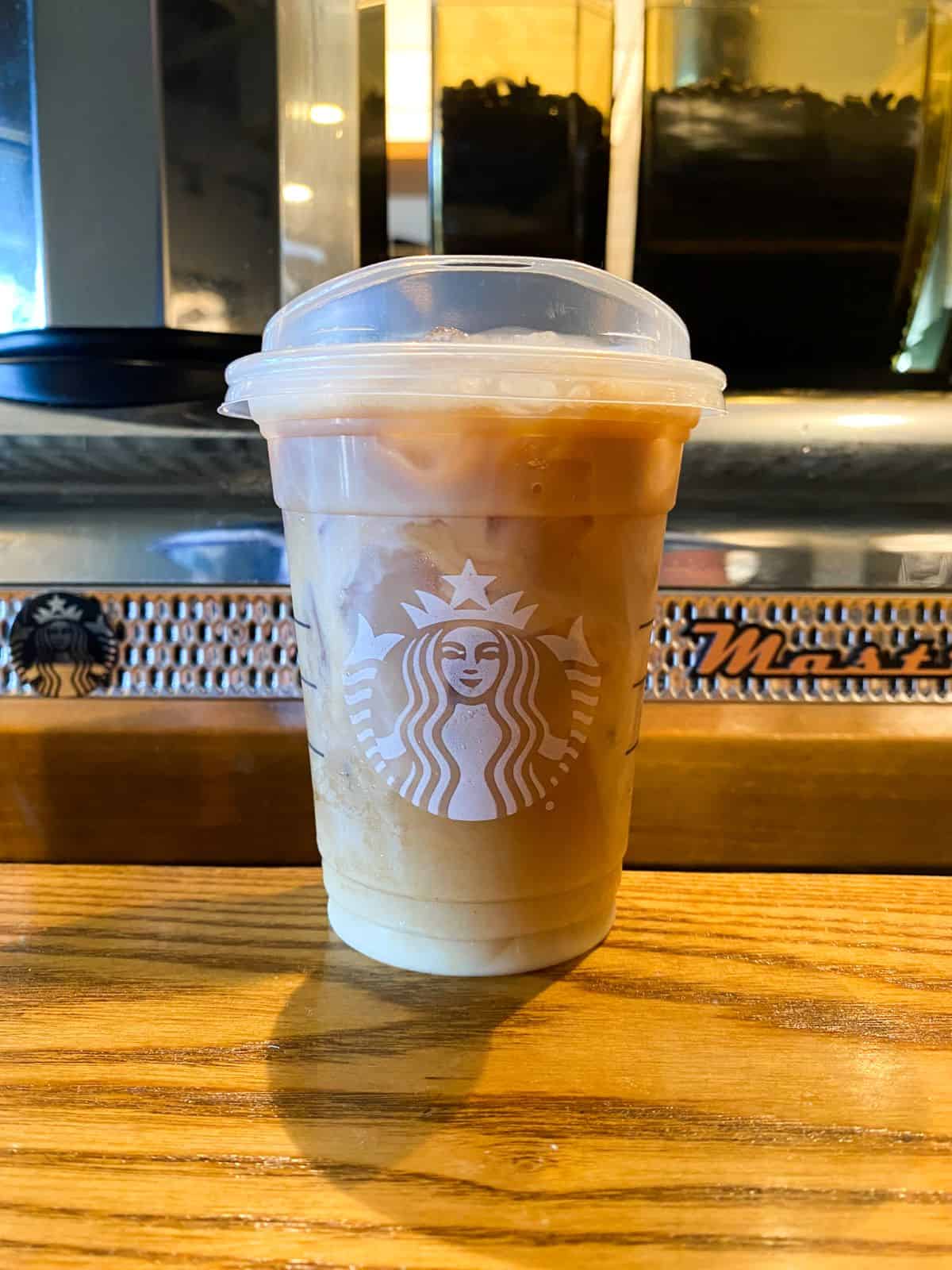 Starbucks Iced Toasted Vanilla Oatmilk Shaken Espresso.