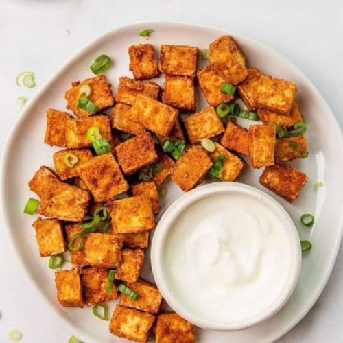 Super Crispy Tofu on a plate.