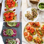 Collage of four vegan avocado toast ideas.