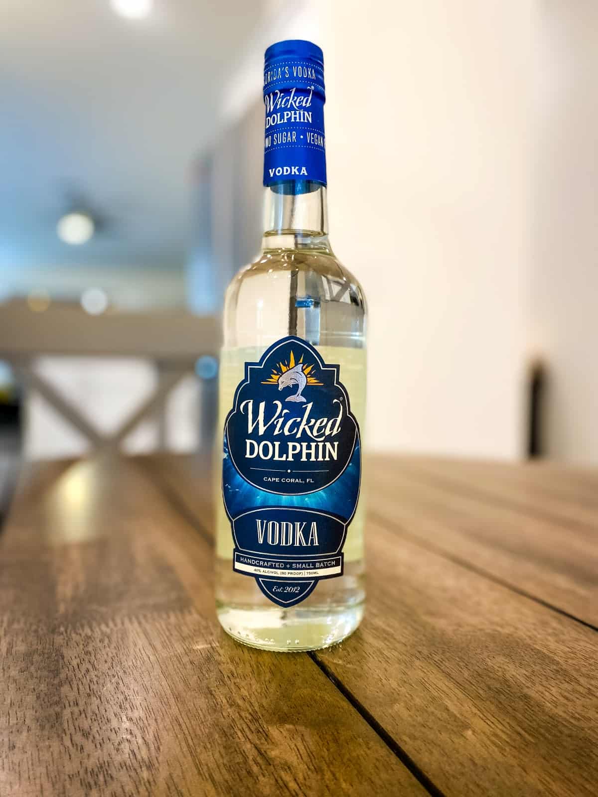 Bottle of Wicked Dolphin vodka.