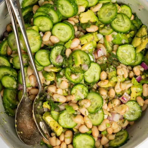 Vegan White Bean Salad in a pan.