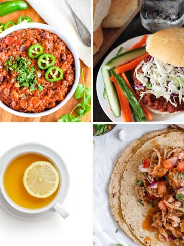 Collage of four Vegetarian Crockpot recipes.
