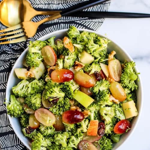 Vegan Broccoli Grape Salad in a bowl.