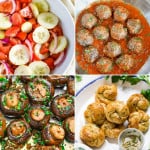 Collage of four best side dishes for pasta.