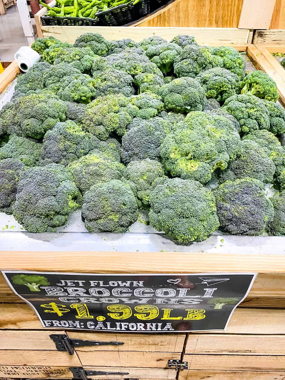 Broccoli in supermarket.