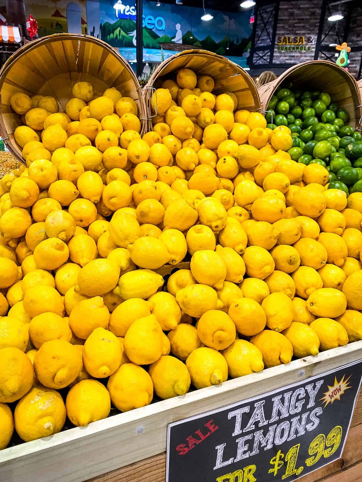 Lemons in supermarket.