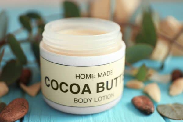 cocoa butter lotion in a jar.