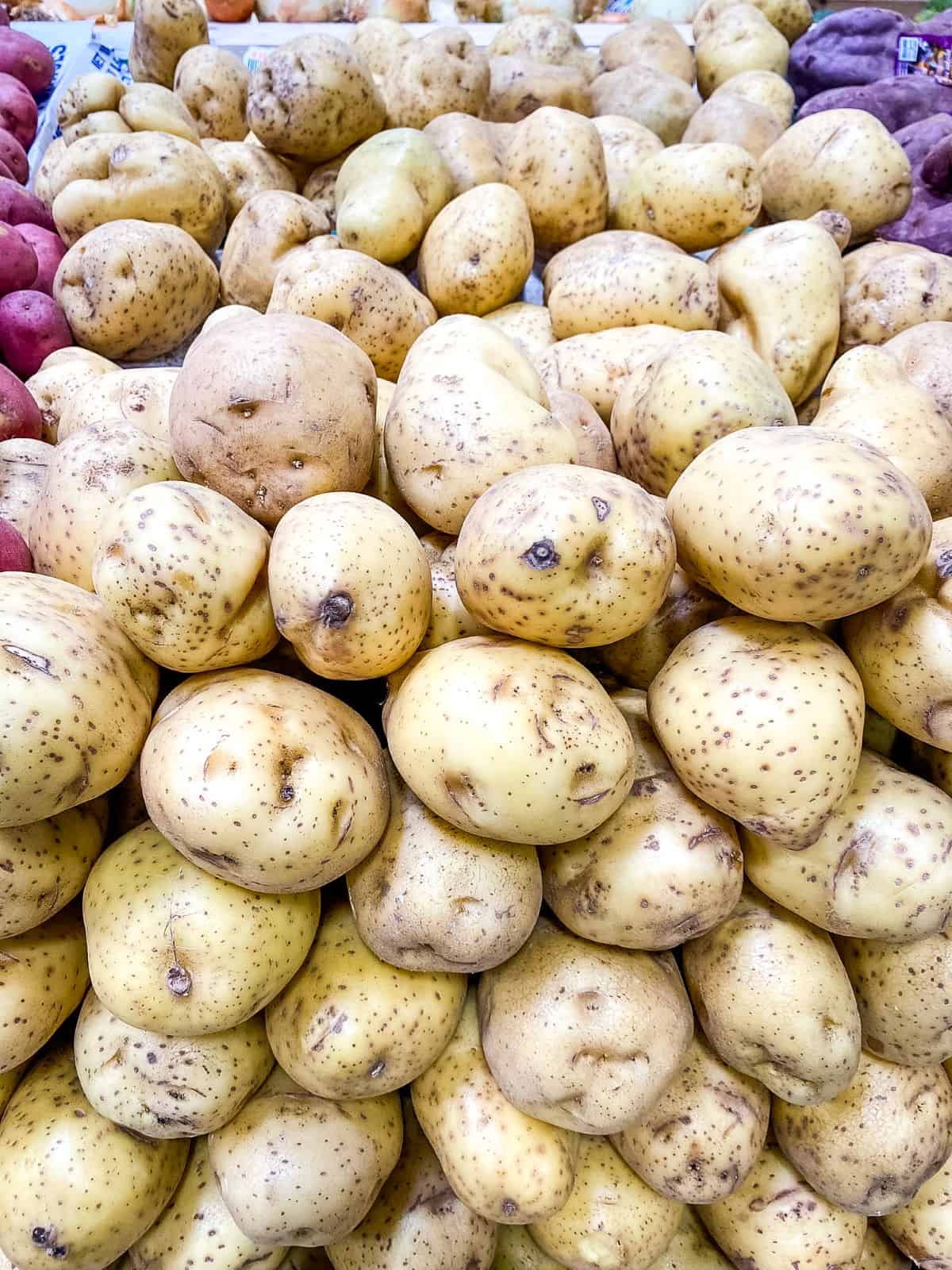 Potatoes on display.