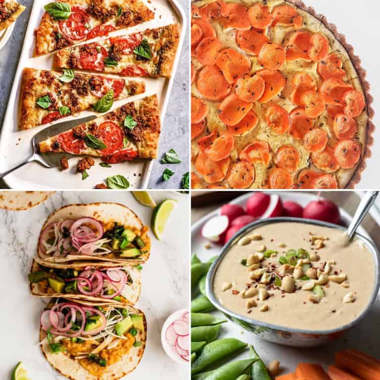 Collage of four vegan cannellini bean recipes.