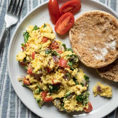 Just egg scramble on a plate.