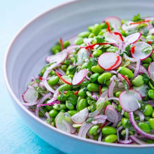 Edamame salad in a bowl.